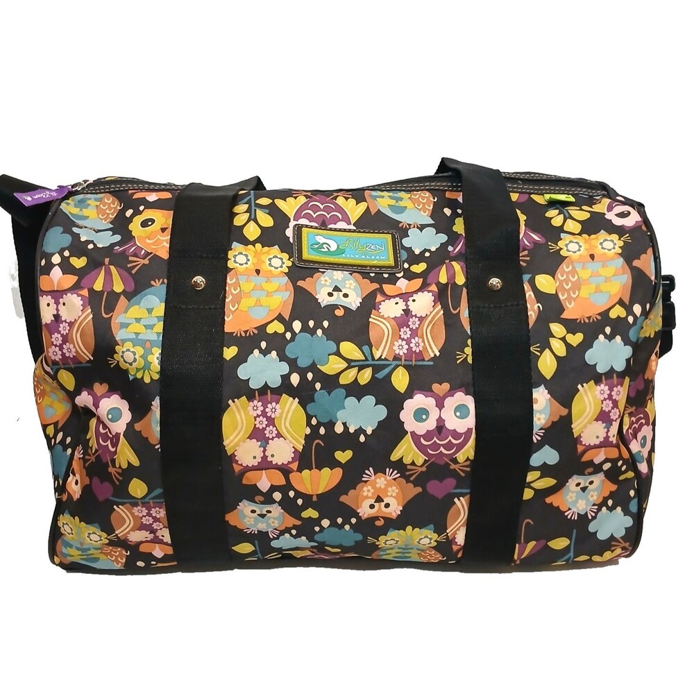 Lily Zen By Lily Bloom Duffle Travel Carry On Weekend Bag AOP OWL Pattern Floral